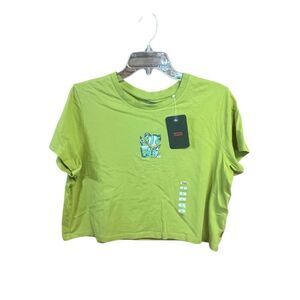 Levi Womans Crop Tee Sz L Green NWT